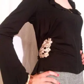 Chemise manches longues en viscose et guipure