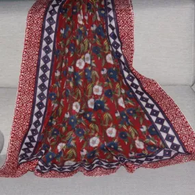 Coupon de tissu en voile de coton, paréo imprimé à la main ( 4)