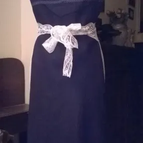 Robe  à bretelles en lin couleur noire
